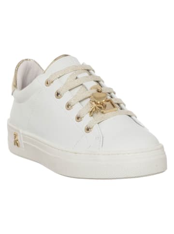 Patrizia Pepe Leder-Sneakers in Weiß/ Gold