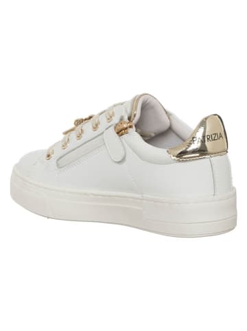 Patrizia Pepe Leder-Sneakers in Weiß/ Gold