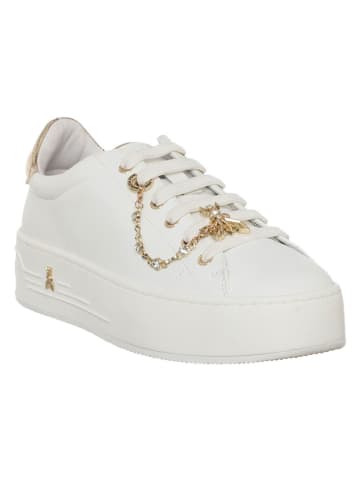 Patrizia Pepe Leder-Sneakers in Weiß/ Gold