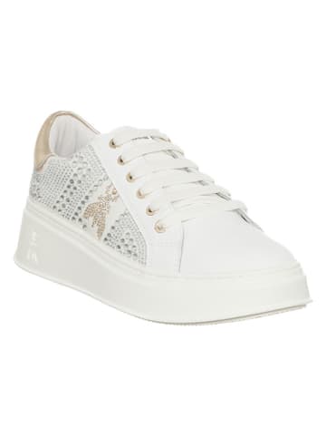 Patrizia Pepe Leder-Sneakers in Weiß/ Gold