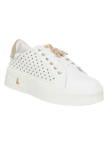 Patrizia Pepe Leder-Sneakers in Weiß/ Gold