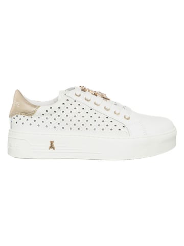 Patrizia Pepe Leder-Sneakers in Weiß/ Gold