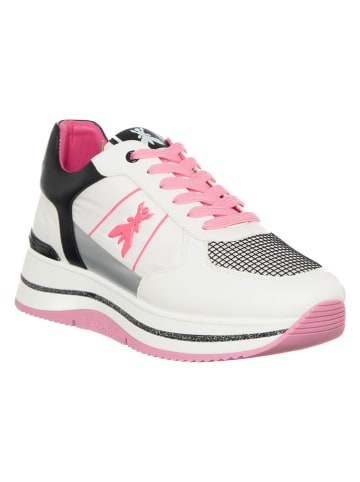 Patrizia Pepe Leder-Sneakers in Weiß/ Pink