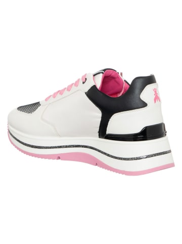 Patrizia Pepe Leder-Sneakers in Weiß/ Pink