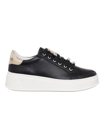 Patrizia Pepe Leder-Sneakers in Schwarz/ Gold