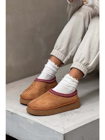 trendyol Leren enkelboots lichtbruin