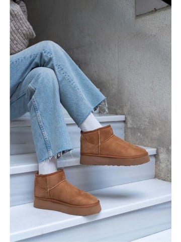 trendyol Leder-Ankle-Boots in Hellbraun