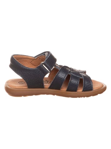 lamino Leren sandalen donkerblauw
