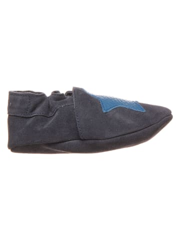 lamino Leren kruipschoenen donkergrijs/blauw