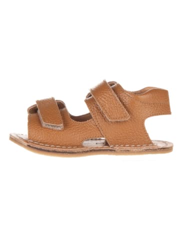 lamino Leren barefootsandalen lichtbruin