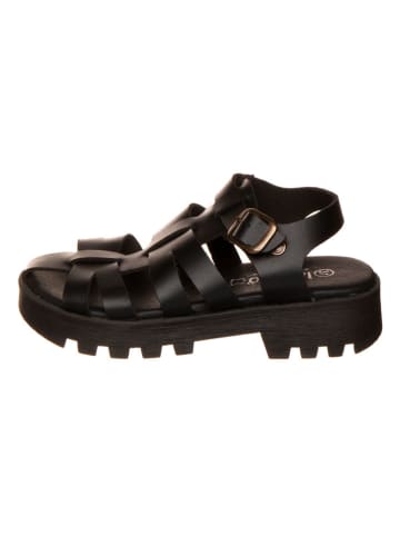 lamino Leren sandalen zwart