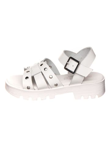 lamino Leren sandalen wit