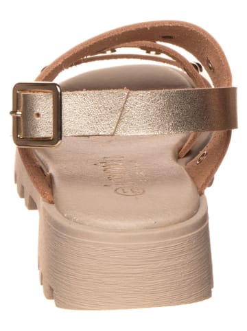 lamino Leren sandalen goudkleurig