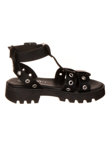 lamino Leren sandalen zwart