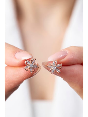 Heliophilia Rosévergulde oorstekers met edelstenen