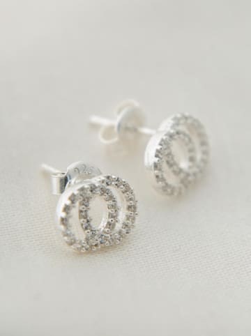 Heliophilia Srebrne kolczyki-wkrętki z cyrkoniami