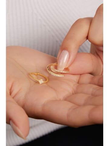 Heliophilia 2-delige set: vergulde ringen met edelstenen