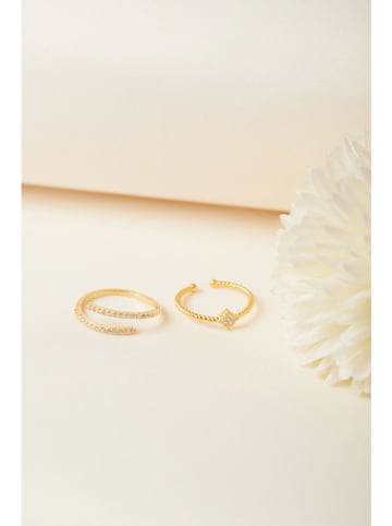 Heliophilia 2-delige set: vergulde ringen met edelstenen