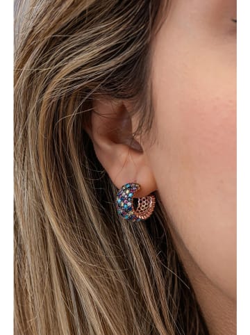 Heliophilia Rosévergold. Halbcreolen mit Edelsteinen