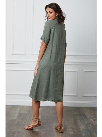 Fleur de Lin Linnen jurk "Granel" kaki