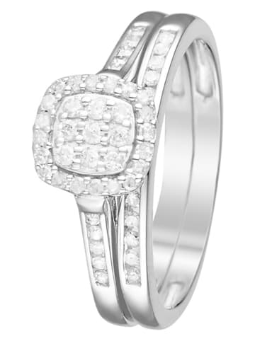 CARATELLI 2er-Set: Weißgold-Ringe "Mon vue le plus cher" mit Diamanten