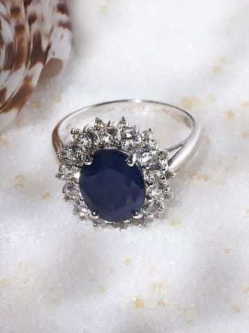 CARATELLI Weißgold-Ring "Soleil Bleu" mit Diamanten