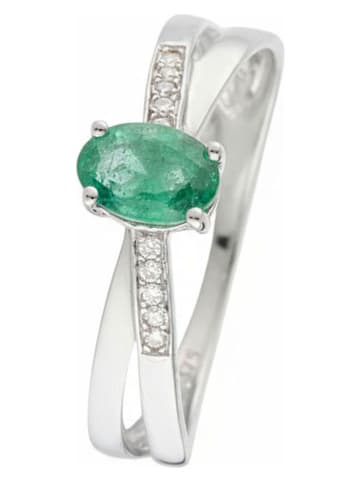 CARATELLI Złoty pierścionek "Ambi" z diamentami i szmaragdem