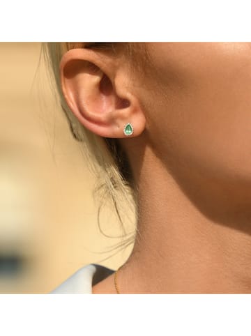 CARATELLI Złote kolczyki-wkrętki "Sunbury" z diamentami i szmaragdem