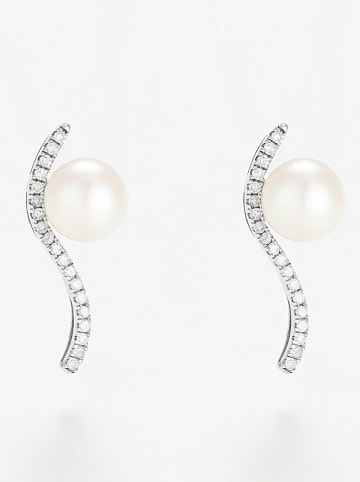 CARATELLI Witgouden oorstekers "Vague sublime" met diamanten