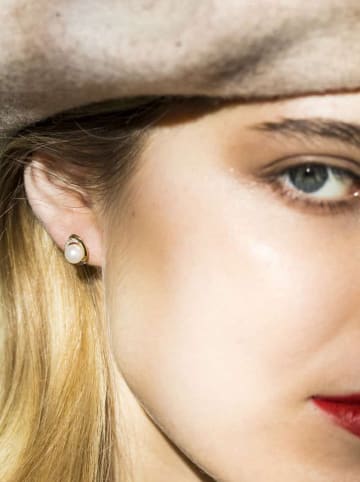 CARATELLI Gold-Ohrstecker "Kochani" mit Diamanten und Perlen