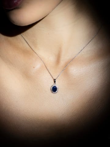 CARATELLI Weißgold-Anhänger "Soleil Bleu" mit Edelsteinen