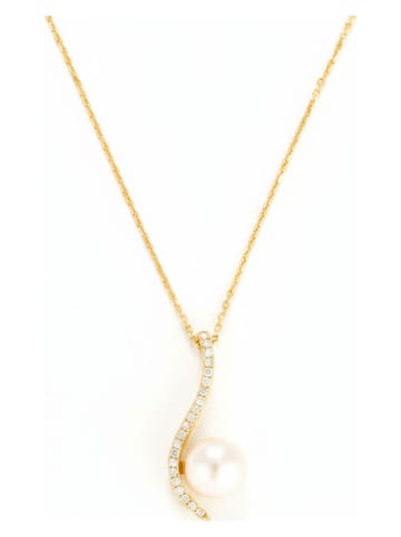 CARATELLI Gouden hanger "Vague sublime" met diamanten en parel