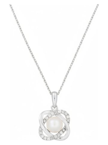 DIAMOND & CO Witgouden hanger "Gostivar" met diamanten en parel