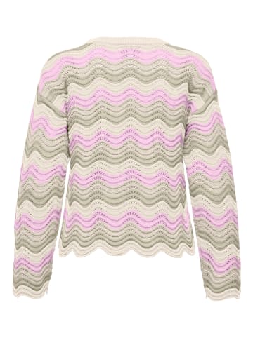 ONLY Sweter w kolorze jasnoróżowo-kremowo-oliwkowym
