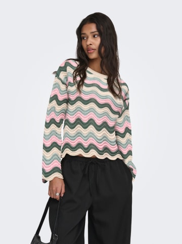 ONLY Pullover in Rosa/ Creme/ Grün