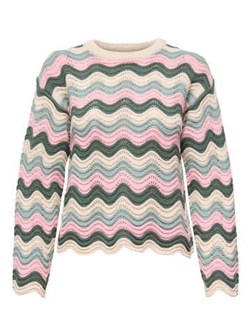 ONLY Pullover in Rosa/ Creme/ Grün