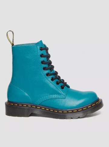 Dr. Martens Skórzane botki w kolorze turkusowym