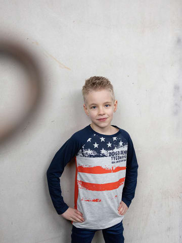 Tygo & Vito Longsleeve "USA Flag" in Grau/ Orange/ Dunkelblau