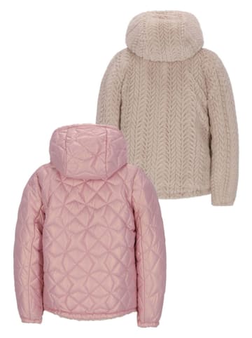 Like Flo Omkeerbare winterjas lichtroze/beige