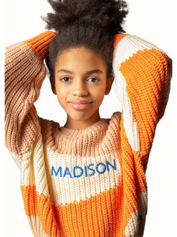 Like Flo Sweter "Beep" w kolorze beżowo-pomarańczowym