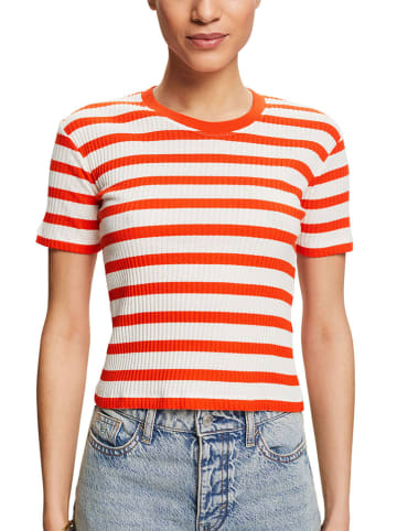 ESPRIT Koszulka w kolorze pomarańczowo-białym