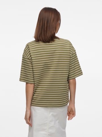 Vila Koszulka w kolorze oliwkowo-kremowym