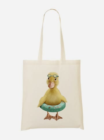 WOOOP Torba "Duck Bouee" w kolorze kremowym ze wzorem - 36 x 43 cm