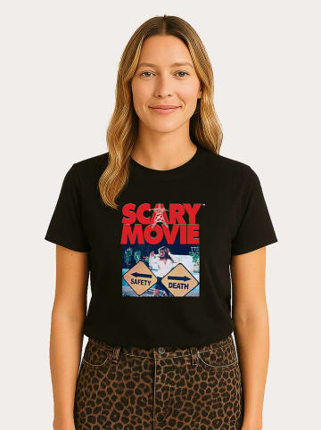 WOOOP Shirt "Scary Movie Official Safety vs Death" zwart