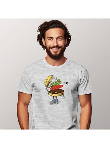 WOOOP Koszulka "Burger greeting" w kolorze szarym