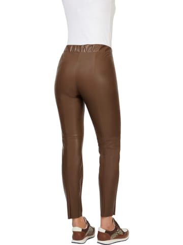 Heine Spodnie w kolorze jasnobrązowym ze skóry syntetycznej