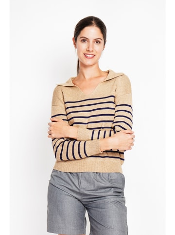 William de Faye Pullover in Camel/ Dunkelblau