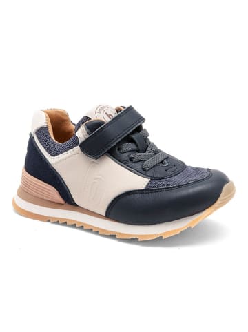 bisgaard Leder-Sneakers "Walde" in Dunkelblau/ Creme