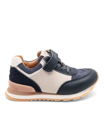bisgaard Leder-Sneakers "Walde" in Dunkelblau/ Creme