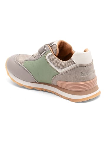 bisgaard Leder-Sneakers "Walde" in Grau/ Grün